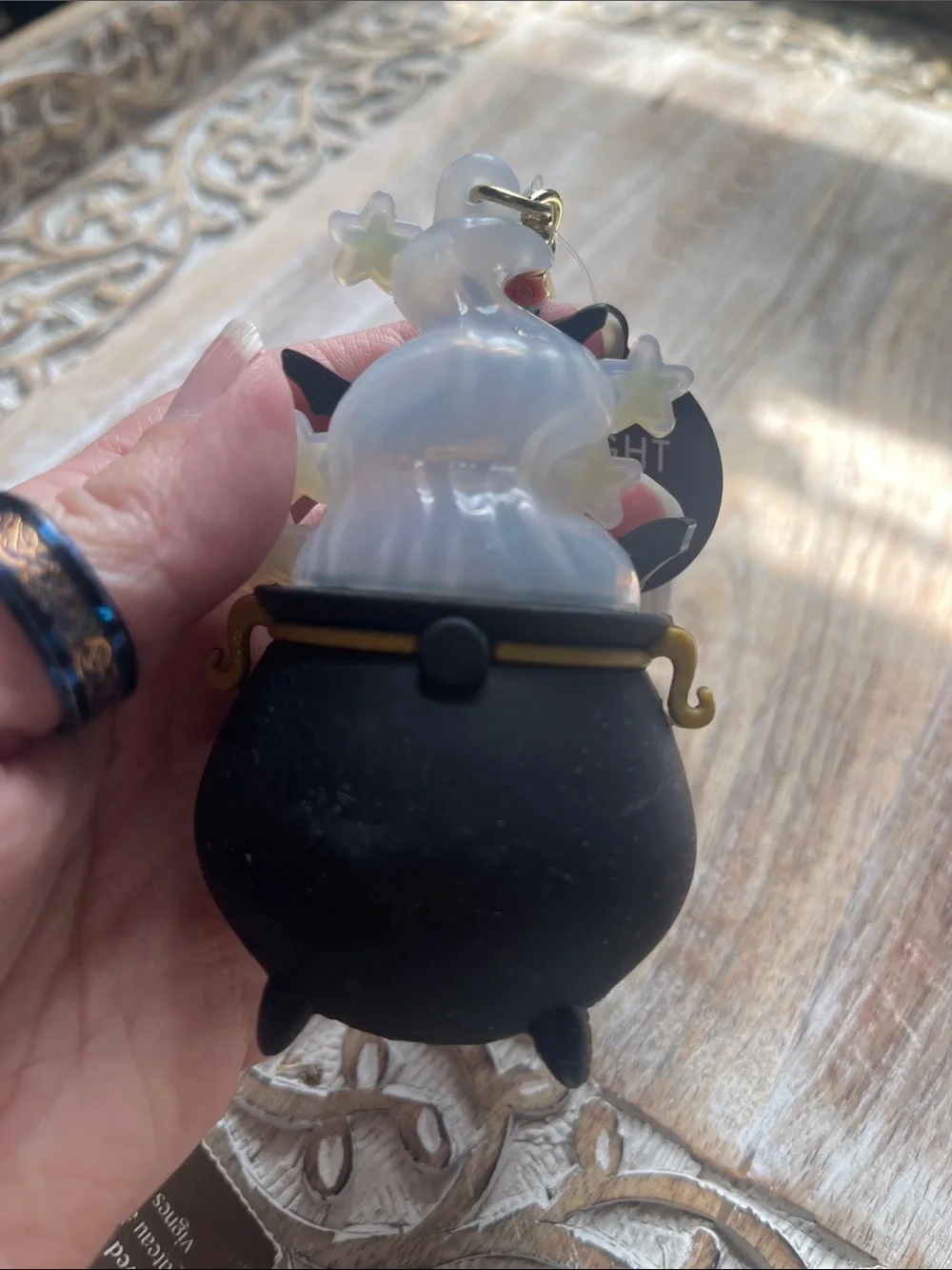 Cute Witch Cauldron Pocketbac Holder with Pink & Gold Accents Keychain